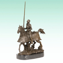 Armor Knight Metal Escultura Soldado Deco Cavalo Bronze Estátua Tpy-459